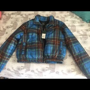 Plaid puffy jacket